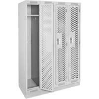 Casiers Clean Line, Bloc de 4, 48" x 15" x 76", Acier, Gris, Rivet (assembl&eacute;), Perfor&eacute; D. Morneault & Fils