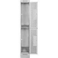 Casiers Clean Line, 2 niveaux, 12" x 18" x 76", Acier, Gris, Rivet (assembl&eacute;), Perfor&eacute; D. Morneault & Fils
