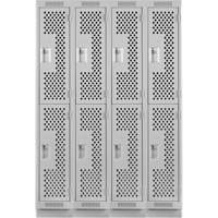 Casiers Clean Line, 2 niveaux, Bloc de 4, 48" x 12" x 76", Acier, Gris, Rivet (assembl&eacute;), Perfor&eacute; D. Morneault & Fils