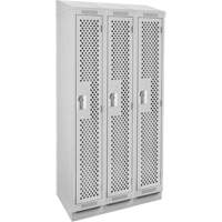 Clean Line Lockers, Bank of 3, 36" x 12" x 82", Steel, Grey, Rivet (Assembled), Perforated D. Morneault & Fils