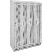 Clean Line Lockers, Bank of 4, 48" x 18" x 82", Steel, Grey, Rivet (Assembled), Perforated D. Morneault & Fils