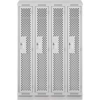 Clean Line Lockers, Bank of 4, 48" x 18" x 82", Steel, Grey, Rivet (Assembled), Perforated D. Morneault & Fils