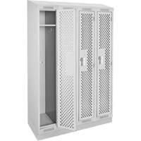 Clean Line Lockers, Bank of 4, 48" x 18" x 82", Steel, Grey, Rivet (Assembled), Perforated D. Morneault & Fils
