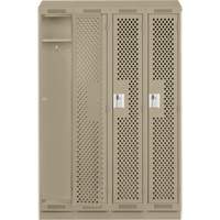 Clean Line Lockers, Bank of 4, 48" x 18" x 82", Steel, Grey, Rivet (Assembled), Perforated D. Morneault & Fils