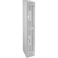 Clean Line Lockers, 2 -tier, 12" x 12" x 82", Steel, Grey, Rivet (Assembled), Perforated D. Morneault & Fils