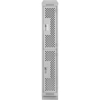 Clean Line Lockers, 2 -tier, 12" x 12" x 82", Steel, Grey, Rivet (Assembled), Perforated D. Morneault & Fils