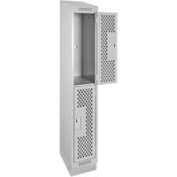 Clean Line Lockers, 2 -tier, 12" x 12" x 82", Steel, Grey, Rivet (Assembled), Perforated D. Morneault & Fils