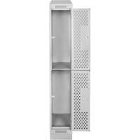 Clean Line Lockers, 2 -tier, 12" x 12" x 82", Steel, Grey, Rivet (Assembled), Perforated D. Morneault & Fils