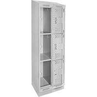 Clean Line Lockers, 3 -tier, Bank of 2, 24" x 18" x 82", Steel, Grey, Rivet (Assembled), Perforated D. Morneault & Fils