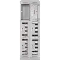 Clean Line Lockers, 3 -tier, Bank of 2, 24" x 18" x 82", Steel, Grey, Rivet (Assembled), Perforated D. Morneault & Fils