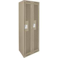 Clean Line Lockers, Bank of 2, 24" x 12" x 72", Steel, Beige, Rivet (Assembled), Perforated D. Morneault & Fils