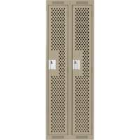 Clean Line Lockers, Bank of 2, 24" x 12" x 72", Steel, Beige, Rivet (Assembled), Perforated D. Morneault & Fils