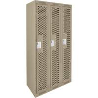 Casiers Clean Line, Bloc de 3, 36" x 12" x 72", Acier, Beige, Rivet (assembl&eacute;), Perfor&eacute; D. Morneault & Fils
