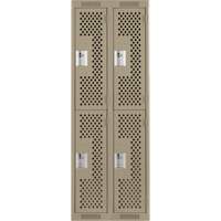 Casiers Clean Line, 2 niveaux, Bloc de 2, 24" x 12" x 72", Acier, Beige, Rivet (assembl&eacute;), Perfor&eacute; D. Morneault & Fils