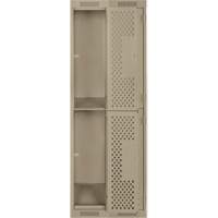 Casiers Clean Line, 2 niveaux, Bloc de 2, 24" x 12" x 72", Acier, Beige, Rivet (assembl&eacute;), Perfor&eacute; D. Morneault & Fils