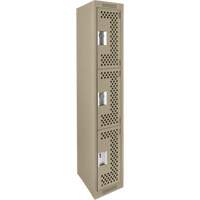 Casiers Clean Line, 3 niveaux, 12" x 12" x 72", Acier, Beige, Rivet (assembl&eacute;), Perfor&eacute; D. Morneault & Fils