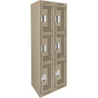 Casiers Clean Line, 3 niveaux, Bloc de 2, 24" x 12" x 72", Acier, Beige, Rivet (assembl&eacute;), Perfor&eacute; D. Morneault & Fils
