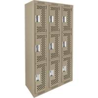 Casiers Clean Line, 3 niveaux, Bloc de 3, 36" x 12" x 72", Acier, Beige, Rivet (assembl&eacute;), Perfor&eacute; D. Morneault & Fils