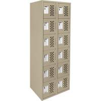 Assembled Lockerettes Clean Line Perforated Economy Lockers, 6 -tier, Bank of 2, 18" x 72" x 12", Steel D. Morneault & Fils