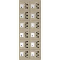 Assembled Lockerettes Clean Line Perforated Economy Lockers, 6 -tier, Bank of 2, 18" x 72" x 12", Steel D. Morneault & Fils