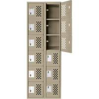 Assembled Lockerettes Clean Line Perforated Economy Lockers, 6 -tier, Bank of 2, 18" x 72" x 12", Steel D. Morneault & Fils