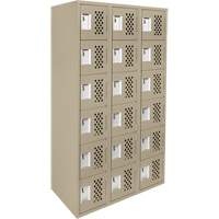 Assembled Lockerettes Clean Line Perforated Economy Lockers, 6 -tier, Bank of 3, 18" x 72" x 12", Steel D. Morneault & Fils
