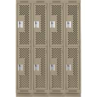 Casiers Clean Line, 2 niveaux, Bloc de 4, 48" x 12" x 76", Acier, Beige, Rivet (assembl&eacute;), Perfor&eacute; D. Morneault & Fils