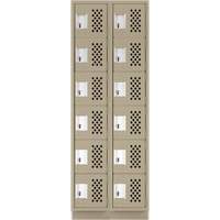 Assembled Lockerettes Clean Line Perforated Economy Lockers, 6 -tier, Bank of 2, 18" x 72" x 12", Steel D. Morneault & Fils