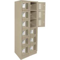 Assembled Lockerettes Clean Line Perforated Economy Lockers, 6 -tier, Bank of 2, 18" x 72" x 12", Steel D. Morneault & Fils