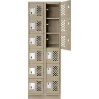 Assembled Lockerettes Clean Line Perforated Economy Lockers, 6 -tier, Bank of 2, 18" x 72" x 12", Steel D. Morneault & Fils