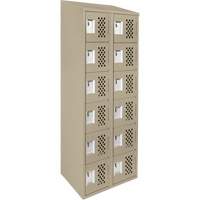 Clean-Line Perforated Lockerette, 6 -tier, Bank of 2, 15" x 72" x 12", Steel D. Morneault & Fils