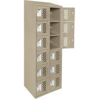 Clean-Line Perforated Lockerette, 6 -tier, Bank of 2, 15" x 72" x 12", Steel D. Morneault & Fils