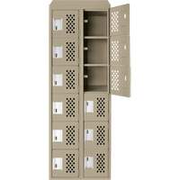 Clean-Line Perforated Lockerette, 6 -tier, Bank of 2, 15" x 72" x 12", Steel D. Morneault & Fils