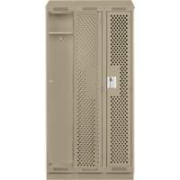 Clean Line Lockers, Bank of 3, 36" x 12" x 82", Steel, Beige, Rivet (Assembled), Perforated D. Morneault & Fils
