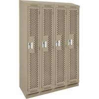 Clean Line Lockers, Bank of 4, 48" x 18" x 82", Steel, Beige, Rivet (Assembled), Perforated D. Morneault & Fils