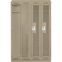 Clean Line Lockers, Bank of 4, 48" x 18" x 82", Steel, Beige, Rivet (Assembled), Perforated D. Morneault & Fils