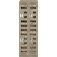Clean Line Lockers, 2 -tier, Bank of 2, 24" x 12" x 82", Steel, Beige, Rivet (Assembled), Perforated D. Morneault & Fils
