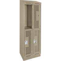 Clean Line Lockers, 2 -tier, Bank of 2, 24" x 12" x 82", Steel, Beige, Rivet (Assembled), Perforated D. Morneault & Fils
