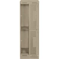 Clean Line Lockers, 2 -tier, Bank of 2, 24" x 12" x 82", Steel, Beige, Rivet (Assembled), Perforated D. Morneault & Fils