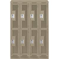 Casiers Clean Line, 2 niveaux, Bloc de 4, 48" x 12" x 82", Acier, Beige, Rivet (assembl&eacute;), Perfor&eacute; D. Morneault & Fils