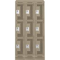 Casiers Clean Line, 3 niveaux, Bloc de 3, 36" x 18" x 82", Acier, Beige, Rivet (assembl&eacute;), Perfor&eacute; D. Morneault & Fils