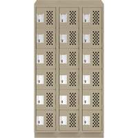 Assembled Lockerettes Clean Line Perforated Economy Lockers, 6 -tier, Bank of 3, 18" x 72" x 12", Steel D. Morneault & Fils