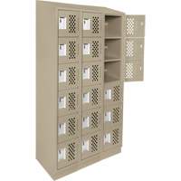 Assembled Lockerettes Clean Line Perforated Economy Lockers, 6 -tier, Bank of 3, 18" x 72" x 12", Steel D. Morneault & Fils