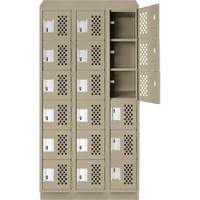 Assembled Lockerettes Clean Line Perforated Economy Lockers, 6 -tier, Bank of 3, 18" x 72" x 12", Steel D. Morneault & Fils