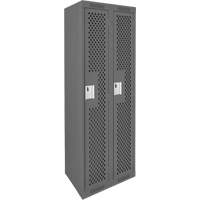 Clean Line Lockers, Bank of 2, 24" x 12" x 72", Steel, Charcoal, Rivet (Assembled), Perforated D. Morneault & Fils