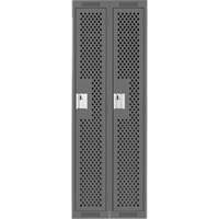 Clean Line Lockers, Bank of 2, 24" x 12" x 72", Steel, Charcoal, Rivet (Assembled), Perforated D. Morneault & Fils