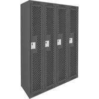 Clean Line Lockers, Bank of 4, 48" x 12" x 72", Steel, Charcoal, Rivet (Assembled), Perforated D. Morneault & Fils