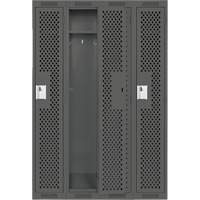 Clean Line Lockers, Bank of 4, 48" x 12" x 72", Steel, Charcoal, Rivet (Assembled), Perforated D. Morneault & Fils