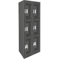 Casiers Clean Line, 3 niveaux, Bloc de 2, 24" x 12" x 72", Acier, Charbon, Rivet (assembl&eacute;), Perfor&eacute; D. Morneault & Fils