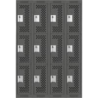 Casiers Clean Line, 3 niveaux, Bloc de 4, 48" x 12" x 72", Acier, Charbon, Rivet (assembl&eacute;), Perfor&eacute; D. Morneault & Fils